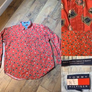 ❤️5/$20 Vtg Tommy Hilfiger shirt. Men’s L. Red